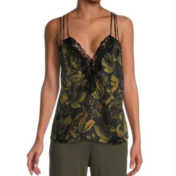 NWT Free People Off the Coast Cami Lace Black Strappy Relaxed Fit Elegant Tank - Picture 4 of 9